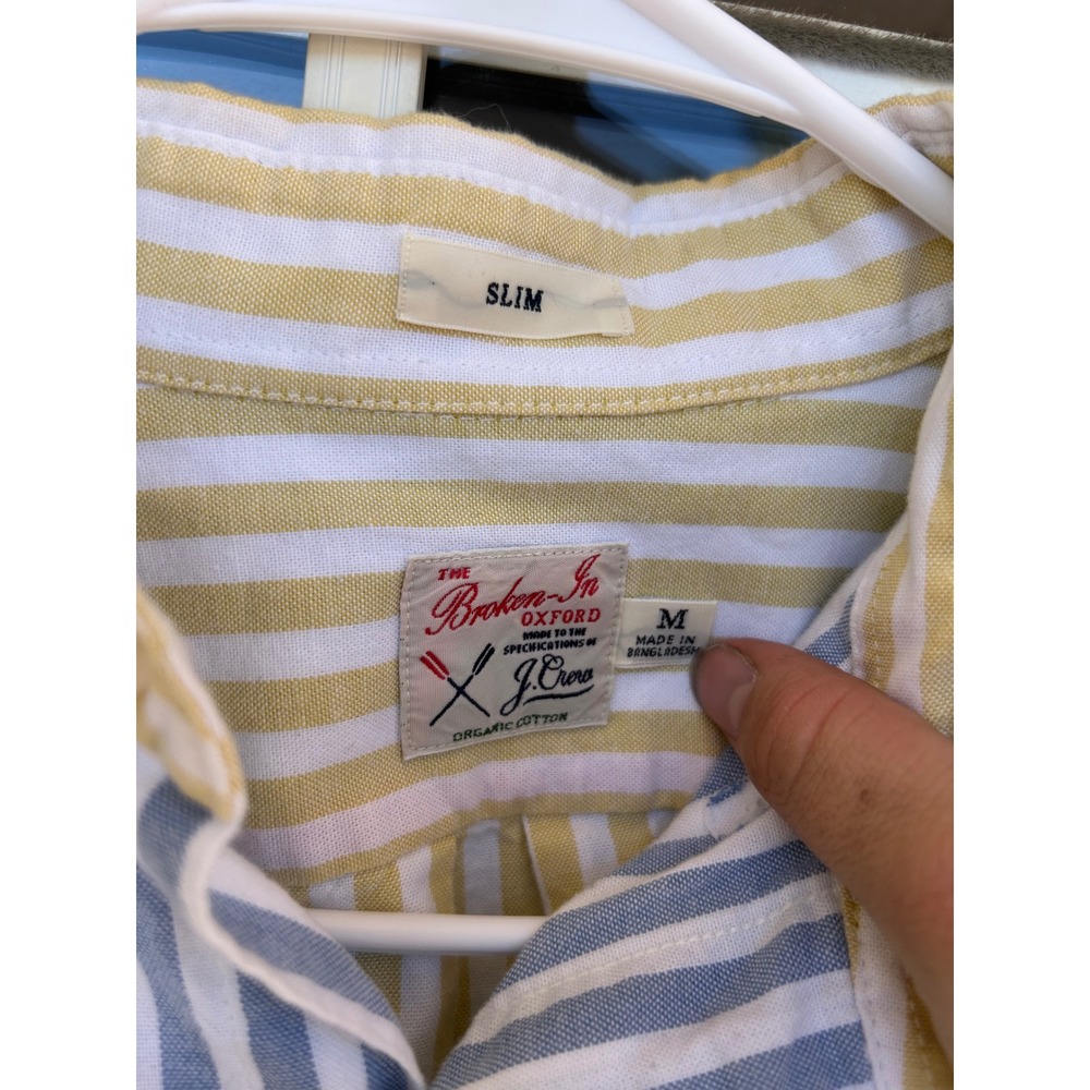 J.Crew Broken-In Oxford Slim Fit Multi-Color Stripe Organic Cotton Shirt Mens‎ M - Picture 2 of 11